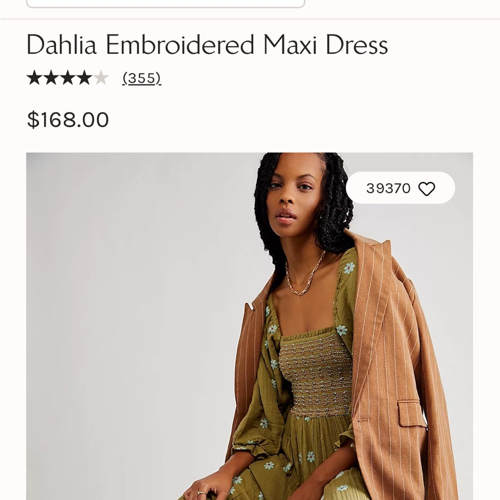Free People Dahlia Embroidered Maxi dress worn once
